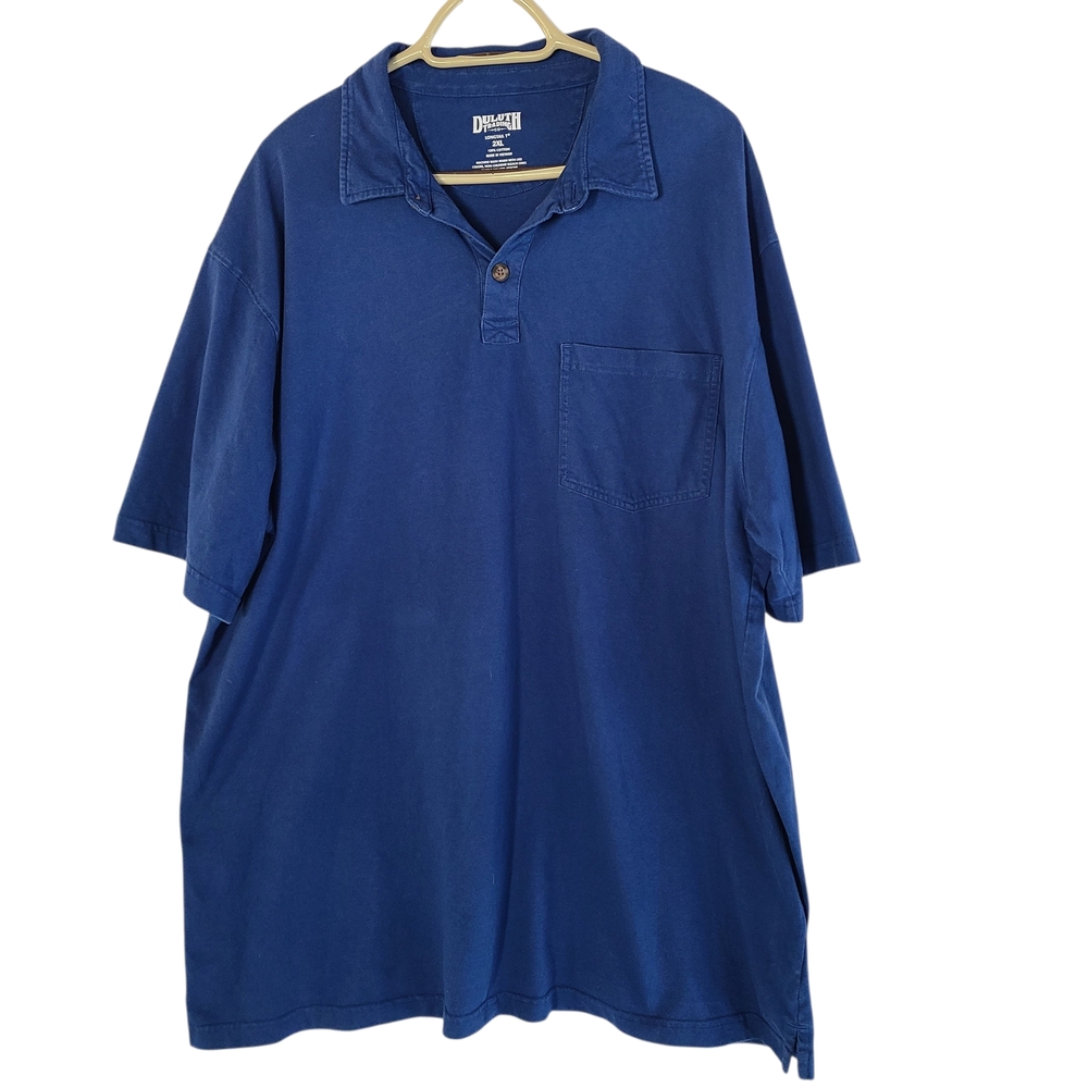 Duluth Trading Co Polo shirt MenSize 2XL Blue Collared Pocket Short Sleeve